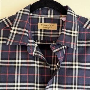 Burberry Men's Blue and Red Check Shirt